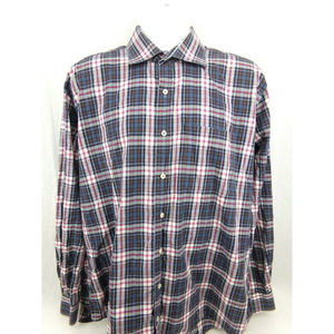 Peter Millar Casual Shirt Size XL Blue Red Plaid Long Sleeve
